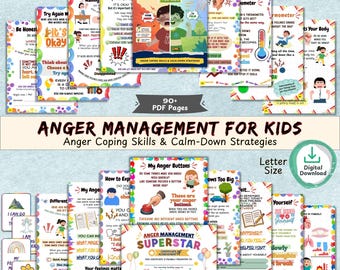 Anger Management for Kids Workbook PRINTABLE Calm-Down Strategies, Coping Skills, Emotional Regulation & Homeschool SEL Activities