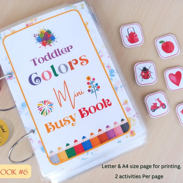 Colors Mini busy book for toddlers #6 | Printable Sorting Matching & Learning Colors | Preschool Homeschool Fine Motor Skill - PDF