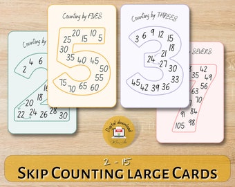 Stora kort med hoppande räknare | 2–15 utskrivbara multiplikationer | Matematikaktiviteter | DIGITAL NEDLADDNING