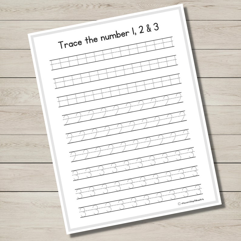 1-100 Number Tracing Worksheets, Pre Math Printable Toddler Numbers Handwriting Homeschool Preschool Worksheet