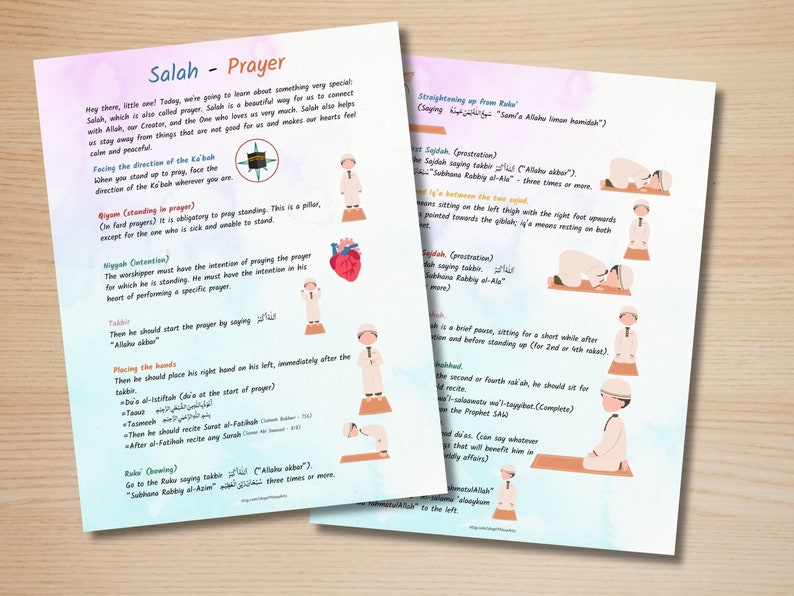 Little Muslims Interactive Salah Learning Activity for Kids Printable Namaz Prayer Steps