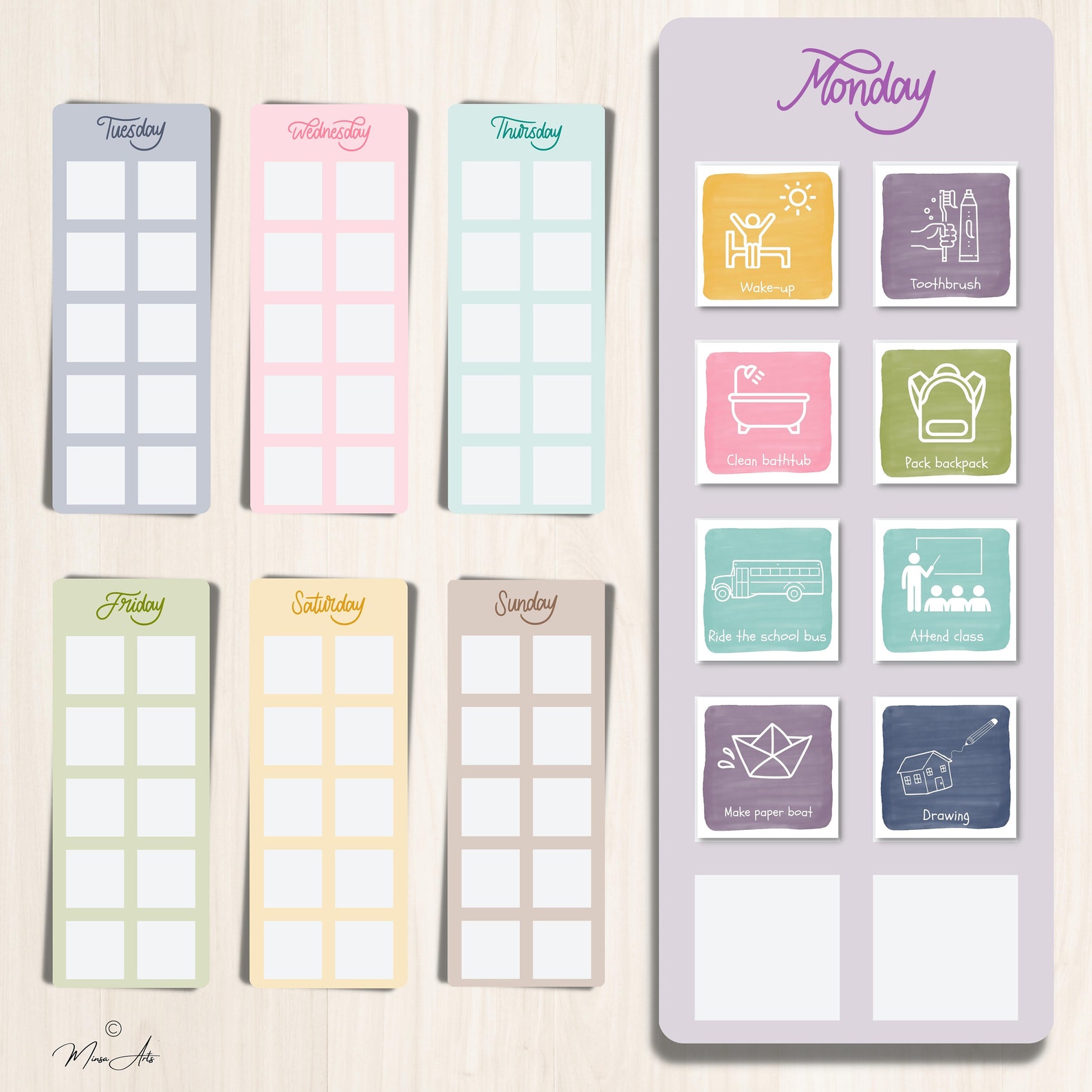 Lined Style Toddlers Routine Cards With 11 Charts Bedtime - Etsy