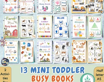 Toddler Mini Busy Books Bundle Homeschool Preschool Learning Binder Early Learning Worksheets Activity Montessori Materials kids