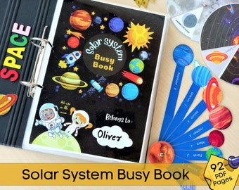 Solar System Busy Book, Space Printable Busy Book, Preschool activities, Moon Phases, Kindergarten Learning Binder, Homeschool Resources