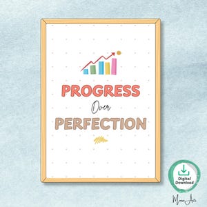 Póster &quot;El progreso ante la perfección&quot;: Decoración de oficina inspiradora (Descarga digital)
