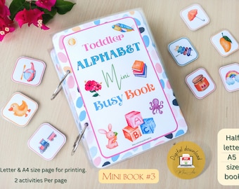 Toddler Alphabet Mini Busy Book: Watercolor ABC Matching (PDF)
