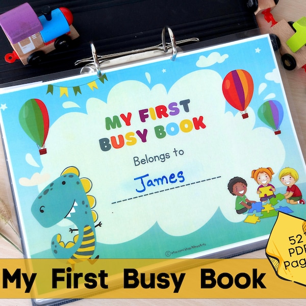 My First Busy Book, Toddler Learning Binder Folder, Preschool Kids Activity Curriculum Homeschool Printables Montessori Materials Quiet Book