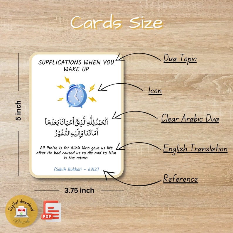 Islamic Dua Flashcards for Kids, Printable Prophets Daily Dua for Children