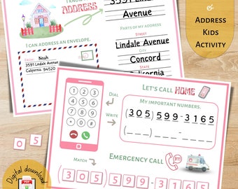 Phone number and Address toddler activity, Printable preschool & homeschool curriculum, Life skill worksheet PDF