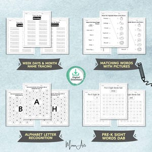 Preschool curriculum guide with matching worksheets