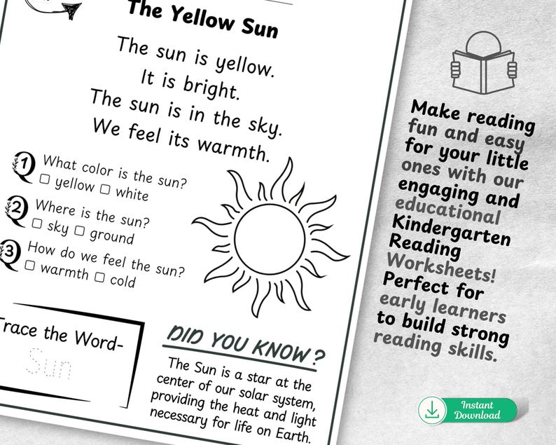 Kindergarten Reading Worksheets | Fun Phonics, Vocabulary, and Comprehension Activities for Kids