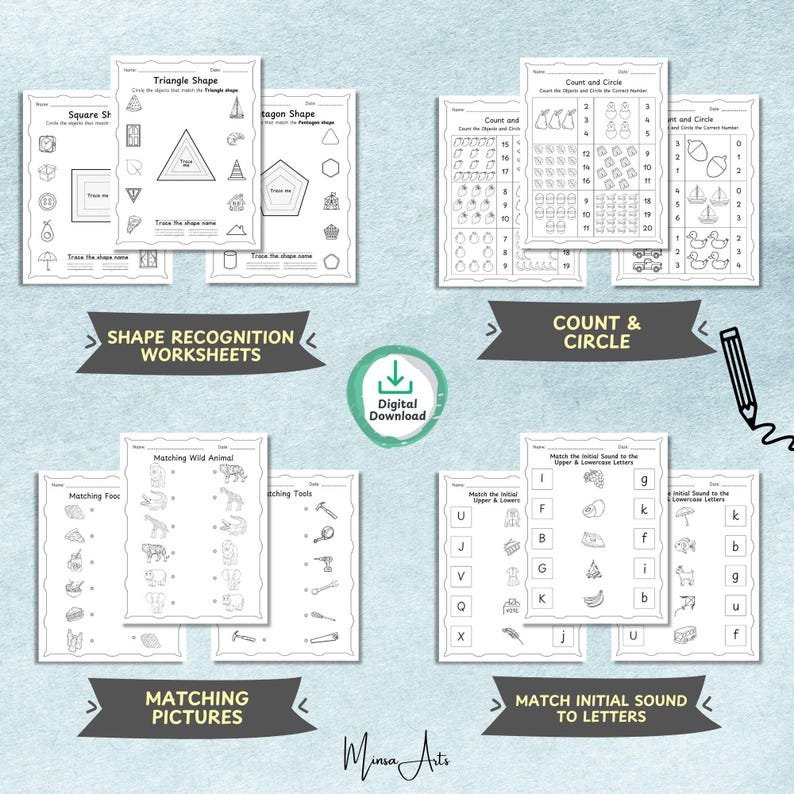 Year-long preschool teaching resources with printables