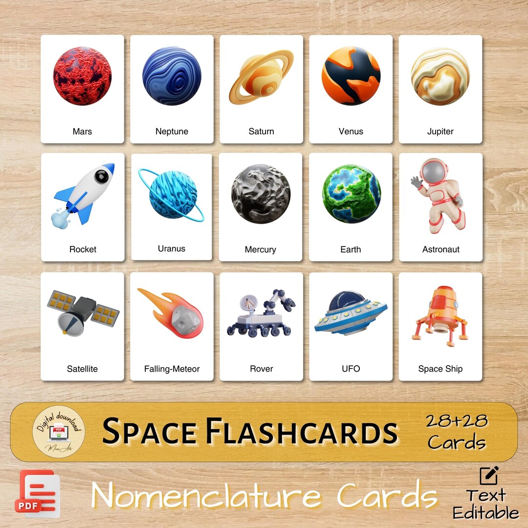 Solar System Outer Space 3D Flashcards Nomenclature PRINTABLE Text ...