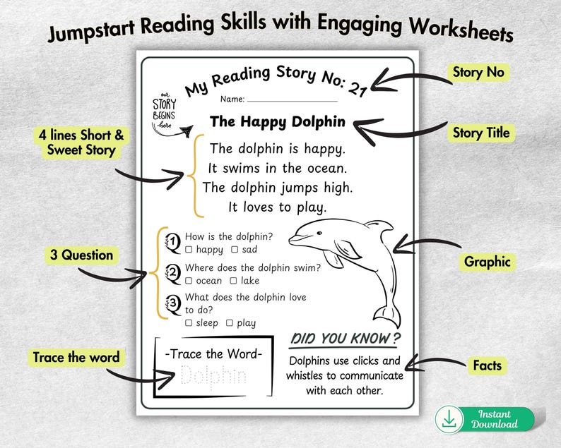 Kindergarten Reading Worksheets | Fun Phonics, Vocabulary, and Comprehension Activities for Kids