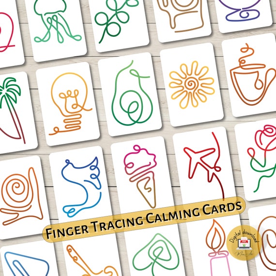 Finger tracing cards and posters PRINTABLE | Kids Therapy Breathing Exercise Calming Cards | PDF
