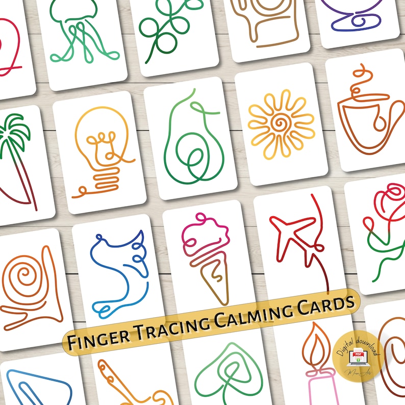 Finger tracing cards and posters PRINTABLE | Kids Therapy Breathing Exercise Calming Cards | PDF