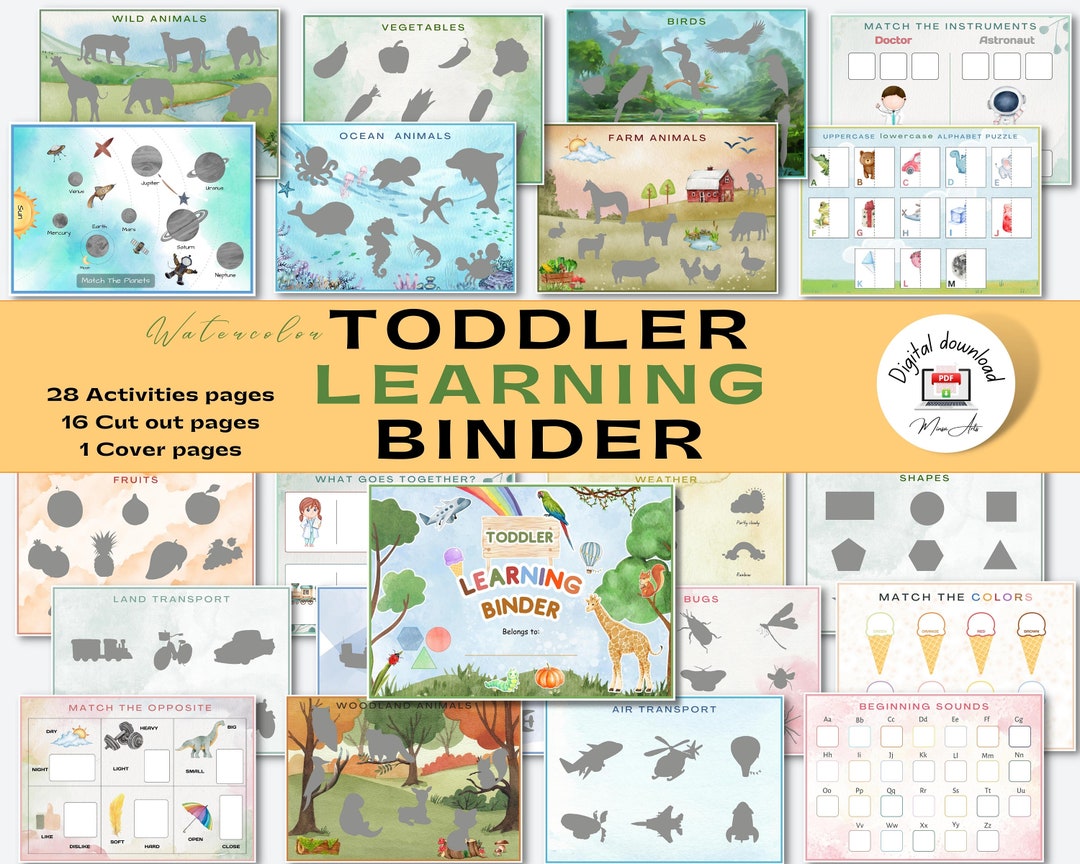 Toddler Learning Binder | PRINTABLE Watercolor Preschool Activity Busy ...