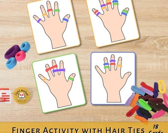 Kinder-Haarband-Fingeraktivitäts-Spaßkarten | DRUCKBARE Montessori Arbeitsblätter, Memory-Spiele und Farbenlernen - PDF