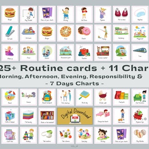 Bedtime Routine Chore Chart Daily Routine Chart Toddler Daily Routine Printable Cards Visual Schedule Routine Cards Daily Rhythm Cards