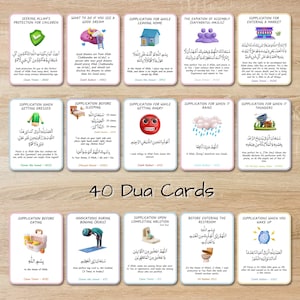 Islamic Dua Flashcards for Kids, Printable Prophets Daily Dua for Children