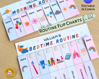 Editable Kids Routine Flip Chart: Daily Activities, Morning, Afternoon, Bedtime (Printable PDF)