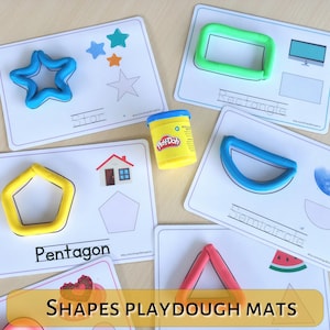 Printable Shapes Play Dough Mats for Kids Playdough Toddler Activity | Pre-K Preschool Homeschool Curriculum