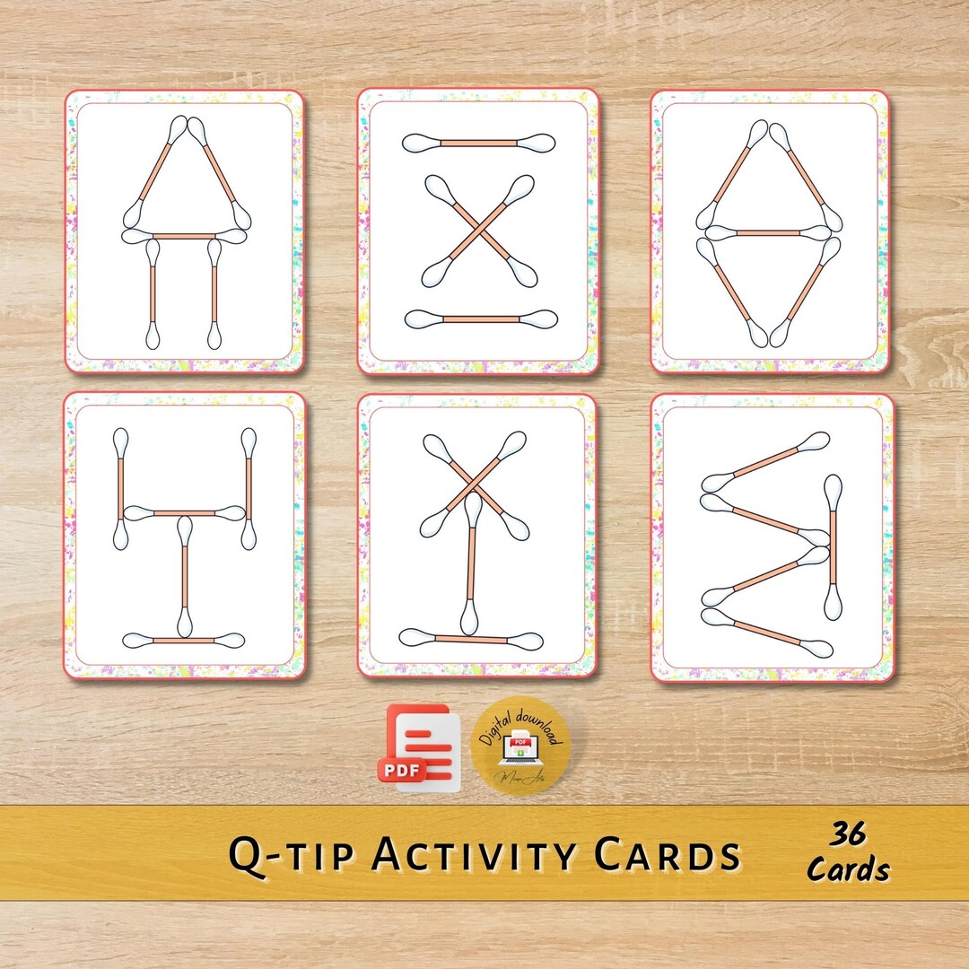 Kids Qtip Fine Motor Skills PRINTABLE Cards Set for Preschoolers and