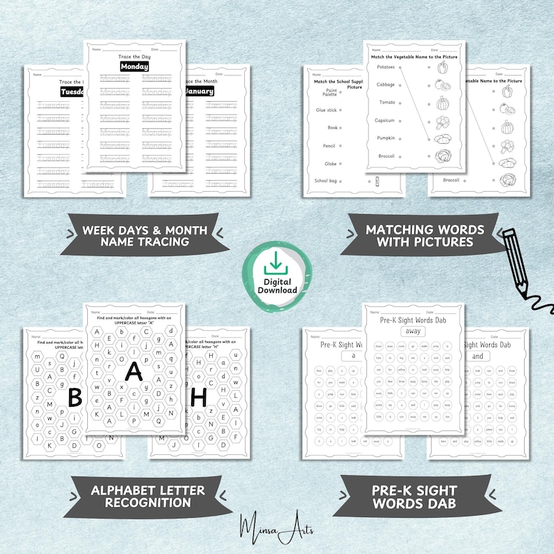 Preschool Printable Workbook – Montessori-Based Learning for Toddlers & Kindergarten