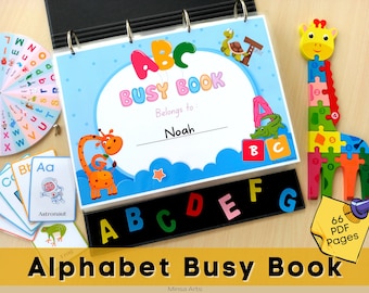 Cahier chargé d'alphabets, ABC Quiet Book, classeur d'apprentissage pour les tout-petits, activités à imprimer, feuilles d'exercices pour l'alphabet préscolaire, apprentissage à la maison