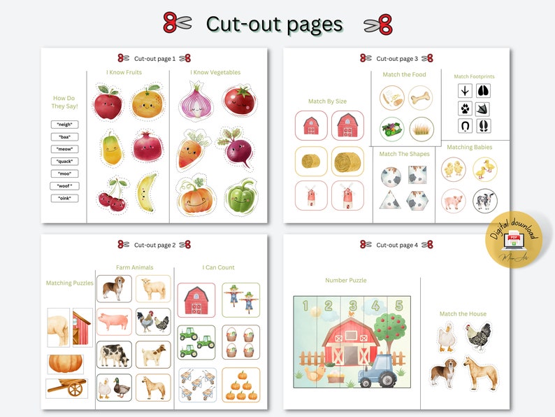 farm animal activity book for children