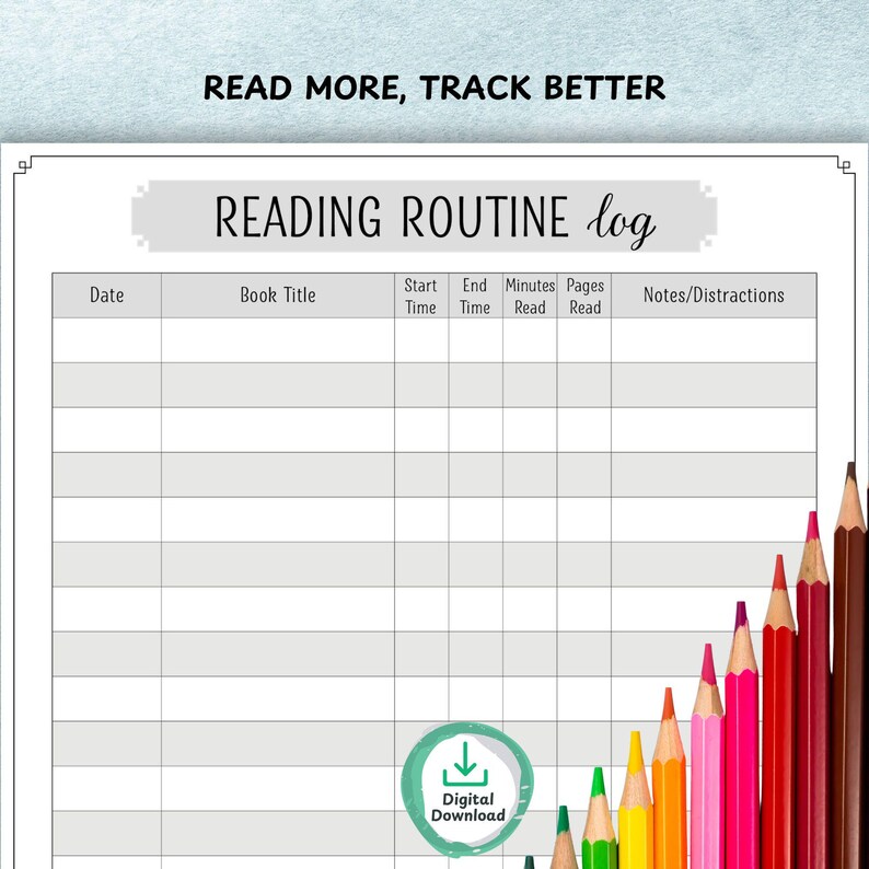 Read A Book Routine Visual Reading Routine Log Chart | Daily Book Tracker | Journal Planner Page ...