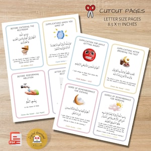 Islamic Dua Flashcards for Kids, Printable Prophets Daily Dua for Children