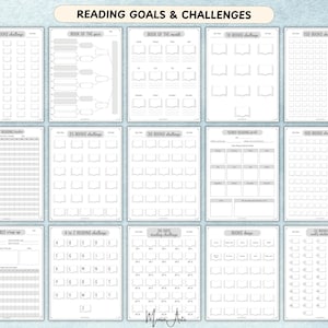 Printable book review and reading challenge organizer