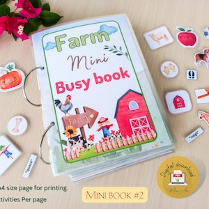 Mini livre animé ferme #2 imprimable aquarelle pour tout-petits maternelle pré-scolaire ferme classeur d'apprentissage - PDF