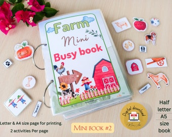 PRINTABLE Farm Mini Busy Book #2 Watercolor Toddler Kindergarten Pre-k Farm Learning Binder - PDF