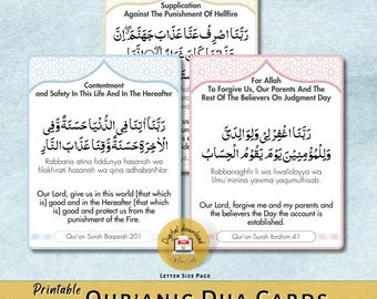 Printable 50 Quranic Dua Flashcards, Ramadan Cards, Rabbana Prayer Muslim Supplicatins Islamic learning - PDF