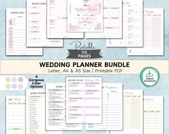 Printable Wedding Planner | Bride Binder | Budget, Checklist & Organizer - PDF
