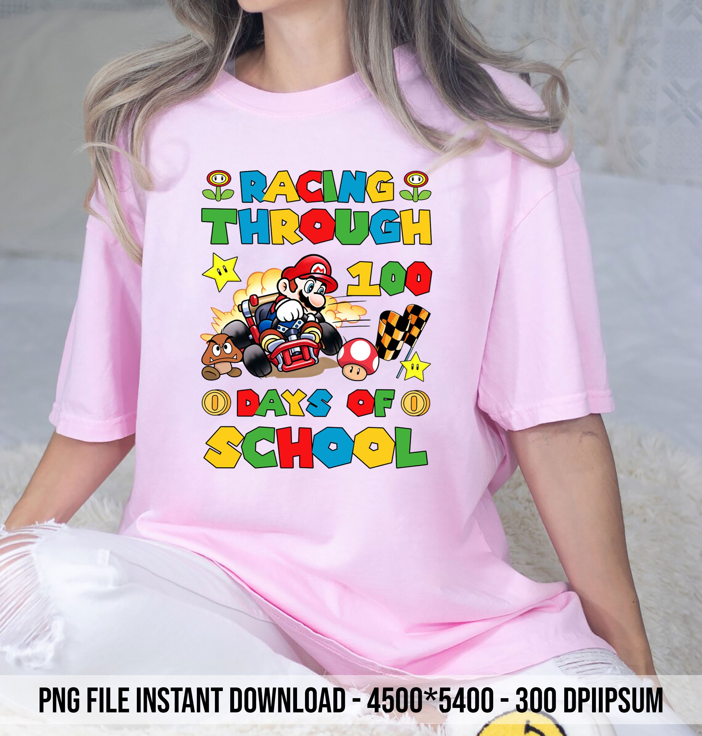 Super Mario Png, 100 Days of School Mario Png, Back to School Png, 100th Day of School Png, 100