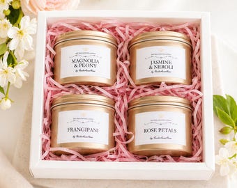 Set regalo di candele profumate fatte a mano, candele floreali, candele in cera di soia, regalo per la mamma, regalo di compleanno per lei, regalo per la festa della mamma, regalo per donne