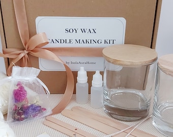 DIY Craft Gift Candle Making Kit, Soy Wax, Dried Flowers, Custom Scent, Candle Kit, Diy Candles, Birthday Gift, Adult  Craft Supply Kit