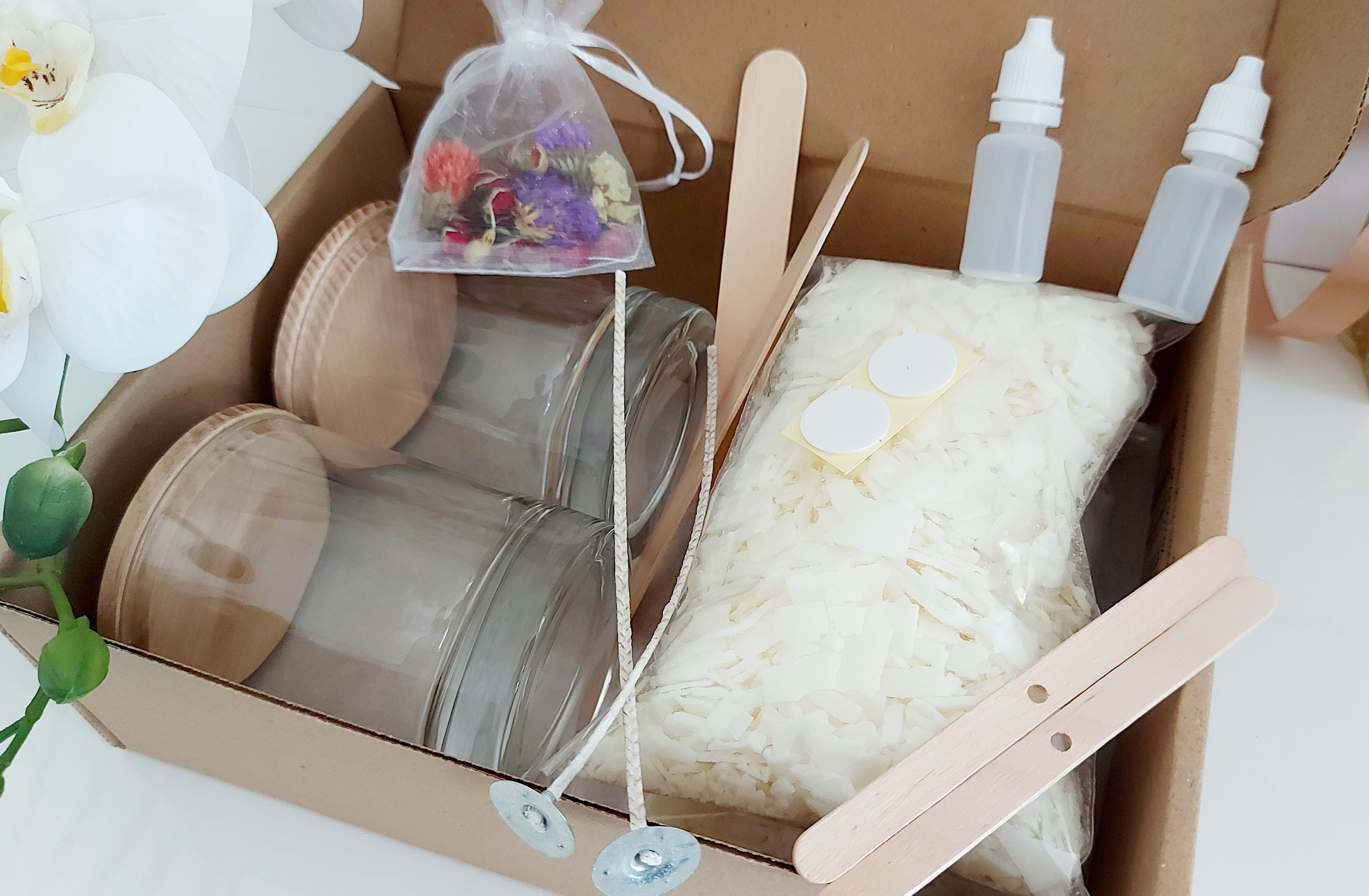 Candle Making Kit With Flowers for Beginners Adults Soy Wax, Craft