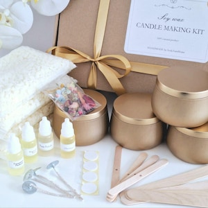 Large Candle making kit Soy wax & dried Flowers, DIY candle kit, Do it yourself Craft kit Make your own Personalised candles Craft supplies