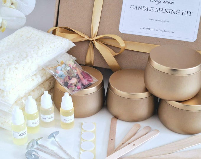 Large Candle making kit Soy wax & dried Flowers, DIY candle kit, Do it yourself Craft kit Make your own Personalised candles Craft supplies