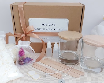 Candle making kit with flowers for Beginners Adults Soy wax, Craft kit, Home decor, Make your own candle, Candle supplies, DIY gift