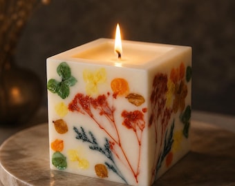 Vela botánica de soja, vela de flores secas, aroma personalizado, regalo floral hecho a mano para su cumpleaños, regalo para mamá, San Valentín, regalo para esposa.