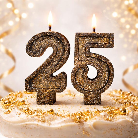 Black Gold Number Candles, Glitter Birthday Cake Topper, Custom Age Candle, Party Decoration, Birthday & Anniversary Decor
