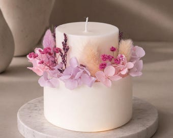 Botanical Candle with Real Dried Flowers, Unique Design, Custom Scent, Luxury Candle Gift for Her, Floral Birthday Gift, Mother’s Day Gift