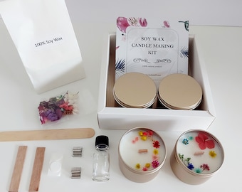 Kit de fabrication de bougies DIY, Kit de fabrication de bougies de soja, Fabriquez votre propre bougie, Kit d’artisanat faites-le vous-même, Cadeau de Noël, Boîte d’art pour adultes et enfants