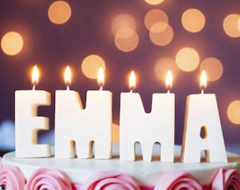 Custom Name Cake Topper, Personalized Letter Birthday Candles, Alphabet Name Candles for Birthday Cake, Party Decor, Unscented Vegan Soy Wax