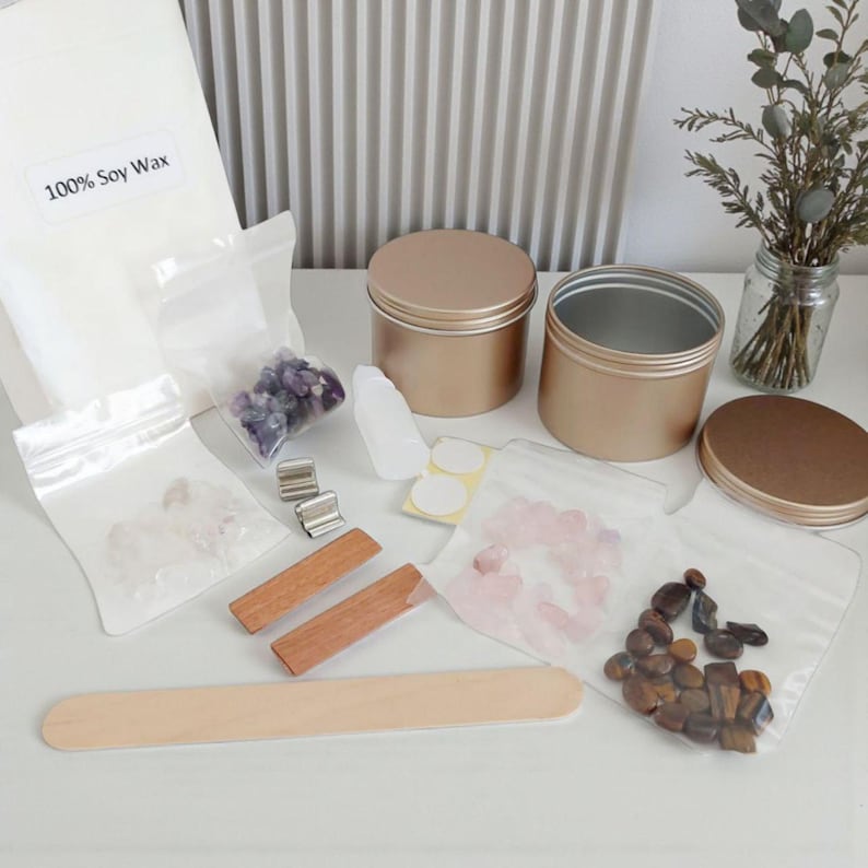 Relaxing craft kit for adults to make crystal candles